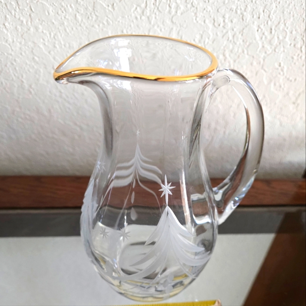 Vintage Crystal Christmas Pitcher "Yule Magic" By Mikasa